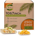 Raj Palm Leaf Plates Bulk [50-Pack] 10" & 7" Square Plates (5 CASES - 250 PACK) like Bamboo plates Disposable, Strong, Decorative Compostable Tableware for weddings, Lunch, Dinners