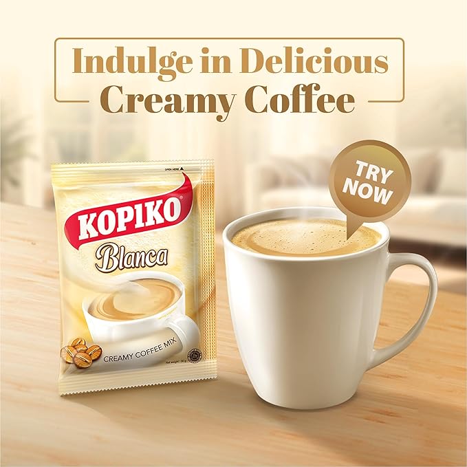 Kopiko Blanca Instant Coffee Mix – Authentic Indonesian Volcanic Coffee – Delicious Creamy Instant Coffee with Tempting Aroma (900 gr / 30 Coffee Sticks)