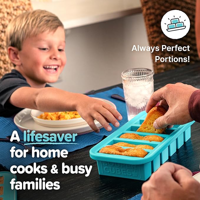 Souper Cubes 1/2 Cup Silicone Freezer Mold, Perfect for Storing Soups, Sauces, Juices, Desserts, Smoothie Prep and More, Freezer Portion Mold for Meal Prepping - Aqua - 1-Pack