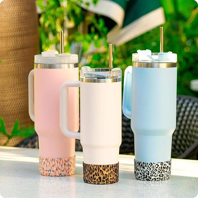 Silicone Boot for Stanley Quencher Tumbler 20/30/40 oz & Stanley IceFlow 20/30oz,Owala 24/40 oz, Cup Boot Sleeve 40oz Bottom Protector for Bottom Size 2.8-2.95" Cups & Bottles BPA-Free(Colorful Flower