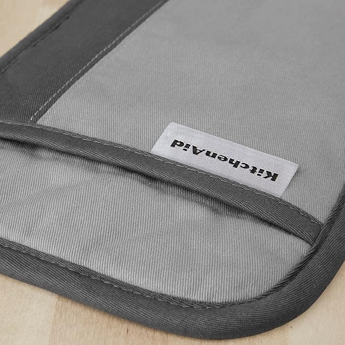 KitchenAid Beacon Two-Tone Non-Slip Pot Holder Set, Cool Grey/Frost Grey, 7"x10", 2 Piece