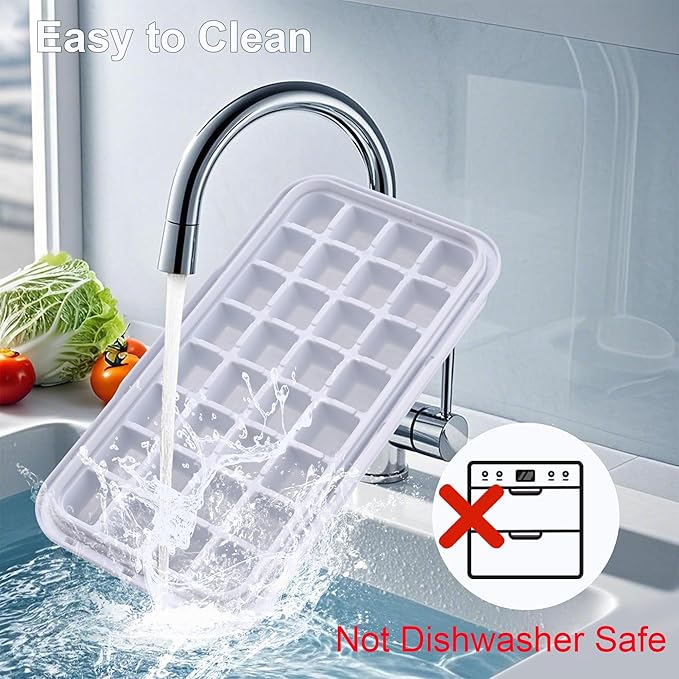 Ice Cube Trays for Freezer with Stackable Design & Lid – Quick-Release Ice Trays for Freezer with Lid and Bin, Perfect Ice Cube Maker for Whiskey, Cocktails – BPA-Free Ice Bin for Freezer Storage