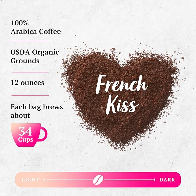Couple’s Coffee Flavored Ground Coffee | French Vanilla Flavored Coffee | Gives Back to Military Families | French Kiss | Made with 100% Arabica Beans | 12oz
