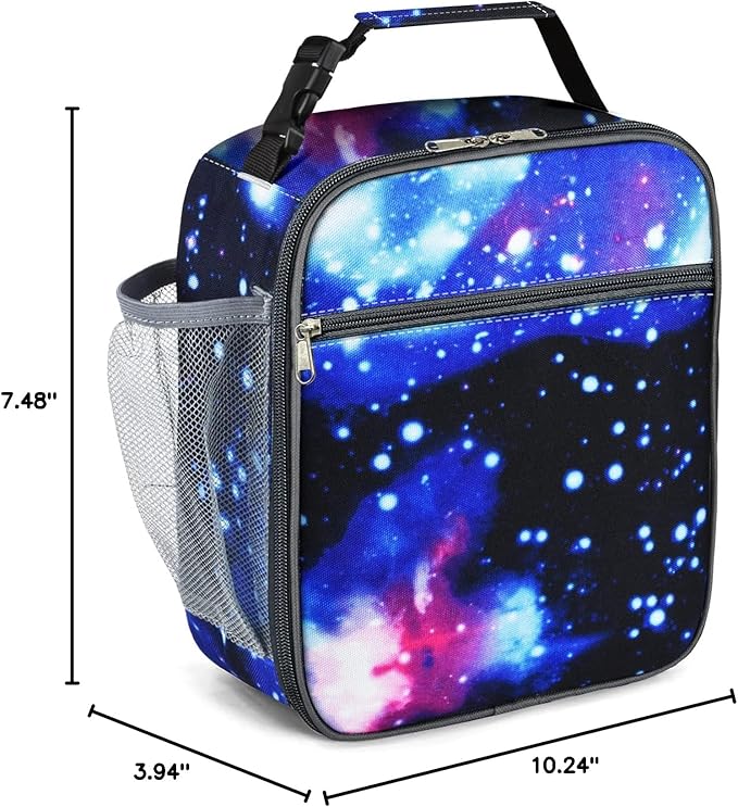 Insulated Lunch Bag, Leakproof Portable Lunch Box for Women Men Boys Girls, Large Capacity Cooler Bag with Handle and Bottle Pocket for Office School Camping Hiking Outdoor Beach Picnic (Stars)
