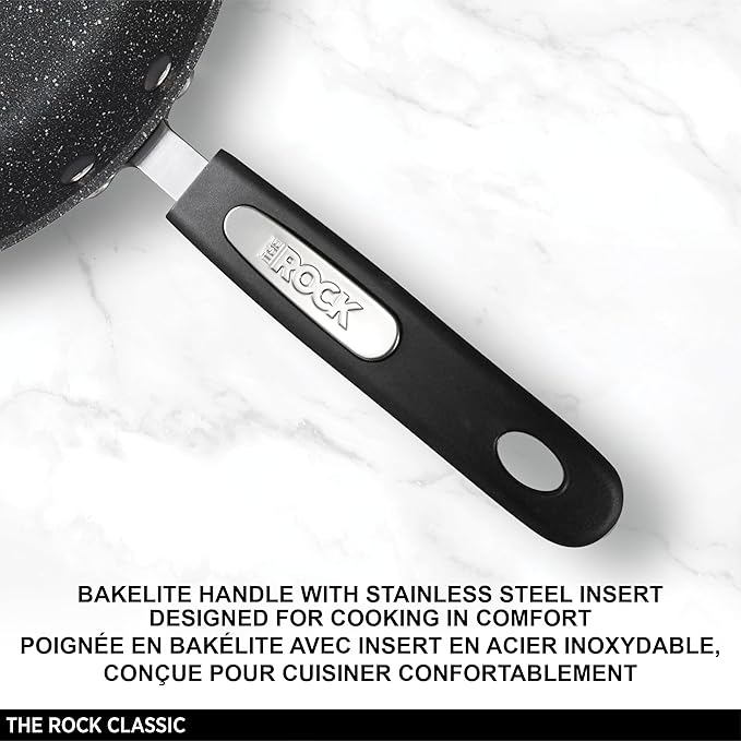 Starfrit The Rock 20cm (8") Non-Stick Fry Pan - Durable Forged Aluminum - Oven Safe - PFOA Free - Easy to Clean - Black