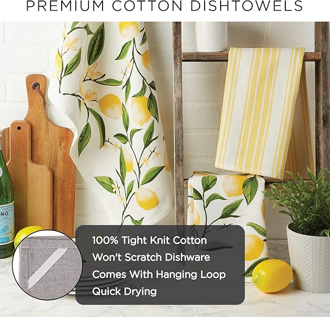 DII Cotton French Jacquard Dish Towels, Set of 3, Decorative Tea Towels for Everyday Kitchen Cooking and Baking-French Macaroons