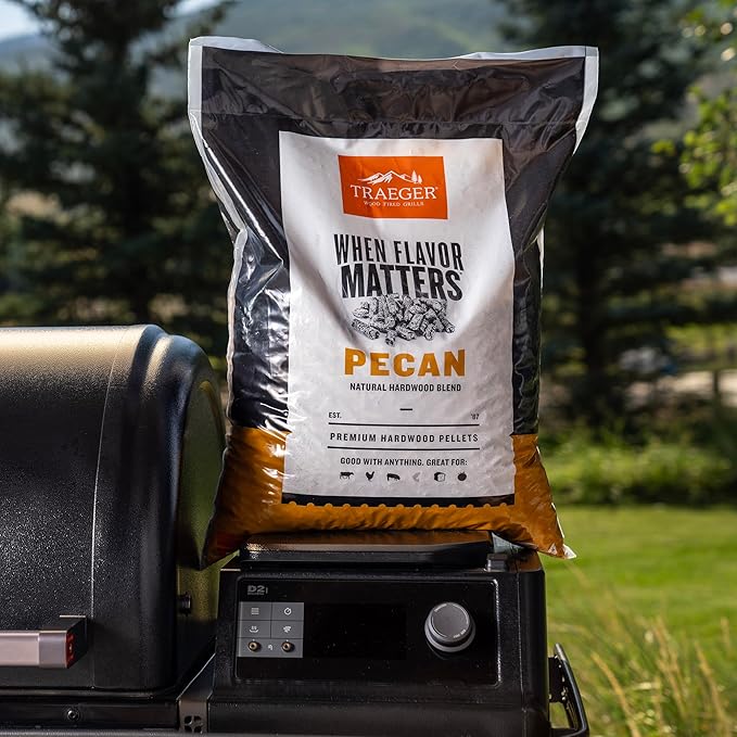 Traeger Grills Pecan 100% All-Natural Wood Pellets for Smokers and Pellet Grills, BBQ, Bake, Roast, 18 lb. Bag (Pack of 2)