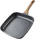 CAROTE 11 Inch Nonstick Grill Pan for Steak - Premium Granite Nonstick Coating, Square Grill Skillet, Indoor Outdoor RV Camping Use, Gas & Induction Safe, All Stovetops Compatible, PFOA Free, Black