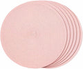 FunWheat Round Braided Placemats Set of 6 Place mats for Dining Tables Woven Heat Resistant Table Mats 15 inch (Pink)