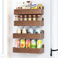 Magnetic Spice Rack for Refrigerator, Kitchen Organizer and Storage Shelf, Wood Red (4 Pack)…