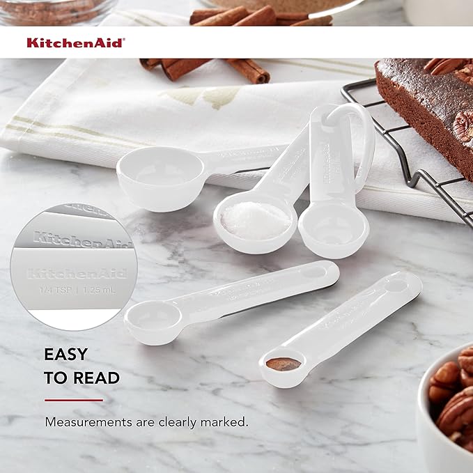 KitchenAid Plastic Measuring Spoons, Set Of 5, White