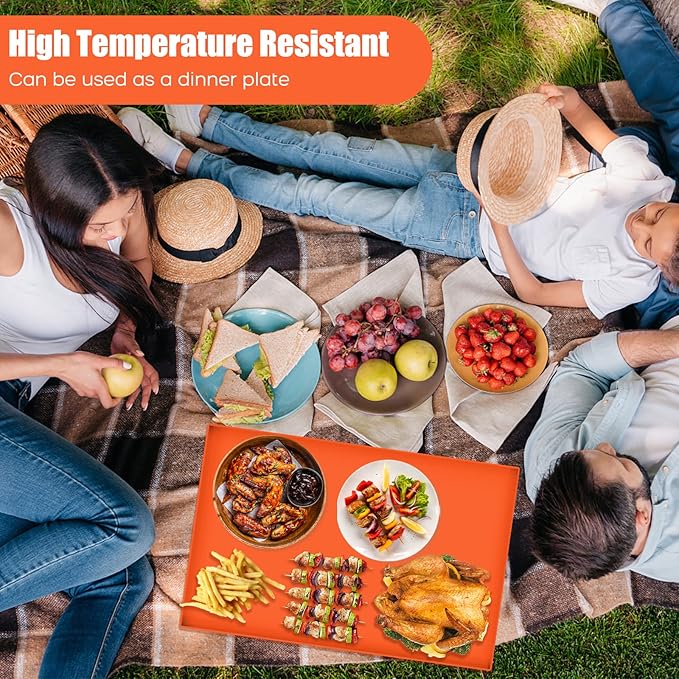 Silicone Griddle Mat, Grill Cover for Blackstone 36 Inch Griddle - Heavy Duty Food Grade Silicone Mat, Thickened 36" Mat Protective Cover Grilling Accessory for Black Stone - Orange