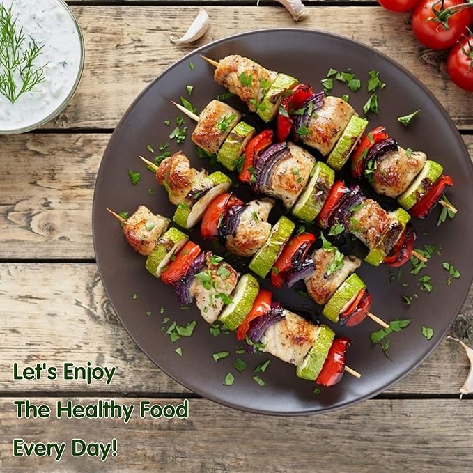 Minisland Premium 10 Inch Bamboo Wooden Skewers for Kabobs 4mm Thick Round BBQ Heavy Food Sticks 100 Counts -MSL166