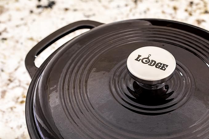 Lodge Manufacturing Company EC6D18 Enameled Dutch Oven, 6 qt, Midnight Chrome