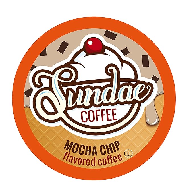 Sundae Ice Cream Flavored Coffee Pods, Compatible with 2.0 Keurig K-Cup Brewer, 48 Count (Mocha Chip)