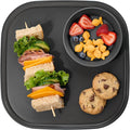 madesmart Dipware Reusable Dining Plate/Serving Tray for Appetizers and Snacks, Food-Safe Appetizer Serving Platter with Removable Dip Bowl, Carbon