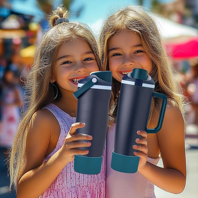 Mity rain 2PCS Protective Silicone Boots for Owala 30oz & 40oz FreeSip Sway Bottles & Tumblers - Accessories for owala, Enhances Stability & Prevents Scratches (Dark Cyan-Blue)