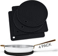 Silicone Trivets for Hot Dishes, Pots, Pans (4 Pack) - Heat-Resistant Pot Holders for Kitchen Countertop Mats - Silicone Trivet Mat - Multipurpose Counter Pads (Black)