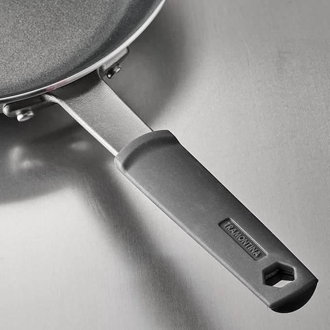 Tramontina Professional 12-Inch Non Stick Large Frying Pan, Heavy-Gauge Aluminum Skillet with Reinforced Nonstick Coating, Gray Handle, Dishwasher and Oven Safe