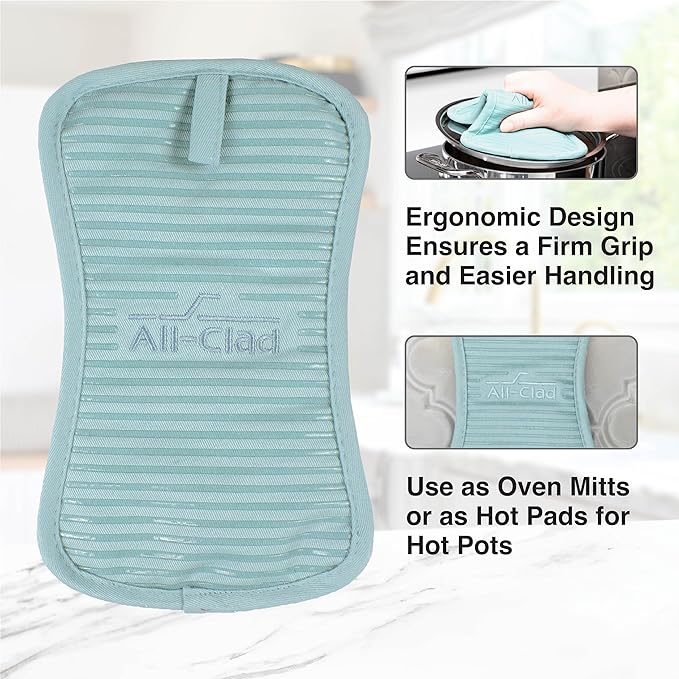 All-Clad Premium Pot Holder & Hot Pad: Heat Resistant up to 500 Degrees - 100% Cotton, 10"x6.25" Hot Pad for Kitchen and Barbeque, 1-Pack, Rainfall