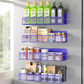 Magnetic Spice Rack for Refrigerator, 4 Pack 100% Metal Strong Magnet Fridge Shelves, Space Saving Spice Organizer, No Drilling Home Kitchen Laundry Room Storage Organization, Purple Blue
