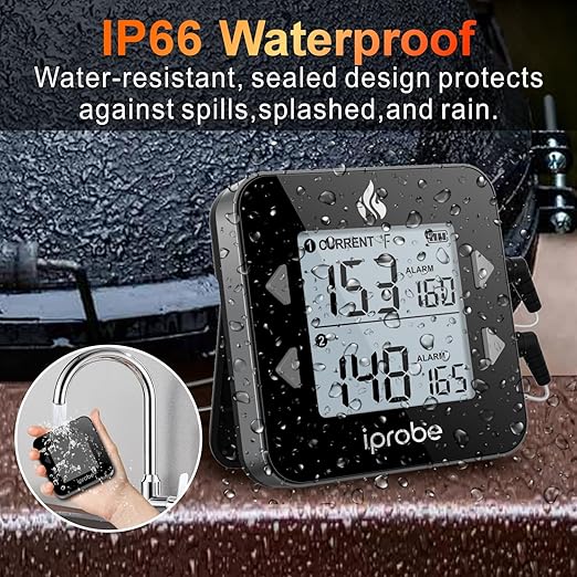 Dual Probe Rechargeable & Waterproof Digital Meat Thermometer for Food - Large LCD Backlight Cooking Thermometer for Kitchen Smoker Oven Grill BBQ Candy