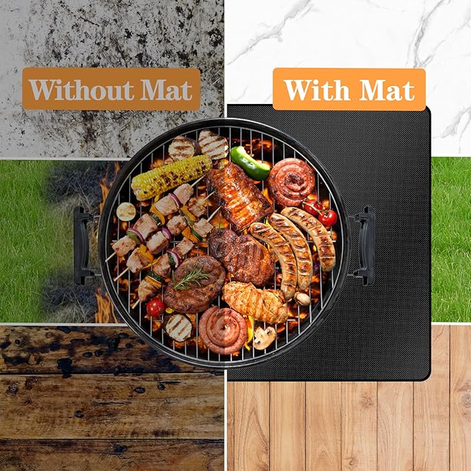 48X36in Grill Mats for Outdoor Grill,Waterproof,OilProof,Fireproof,Fits Most Grills, Smokers, Griddles and Outdoor Charcoal, Flat Top,Deck and Patio Protector