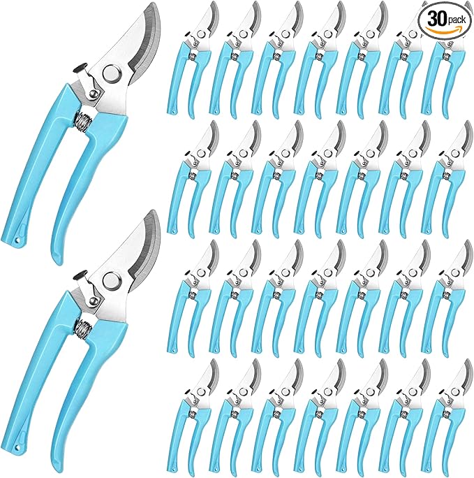 Chumia 30 Garden Flower Shears Pruning Scissors Heavy Duty Plant Scissors Trimming Garden Clippers Hand Tree Pruner for Yard Gardening Plants Hedge Flower Tree Cutting Secateurs (Blue)
