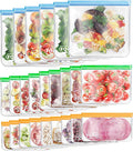 FORID 24 Pack Reusable Food Storage Bags, Silicone Gallon Freezer Bags, Sandwich Snack Resealable Lunch Bags, Extra Thick Leakproof for Marinate Food, Fruit Cereal Travel Items Home Kitchen