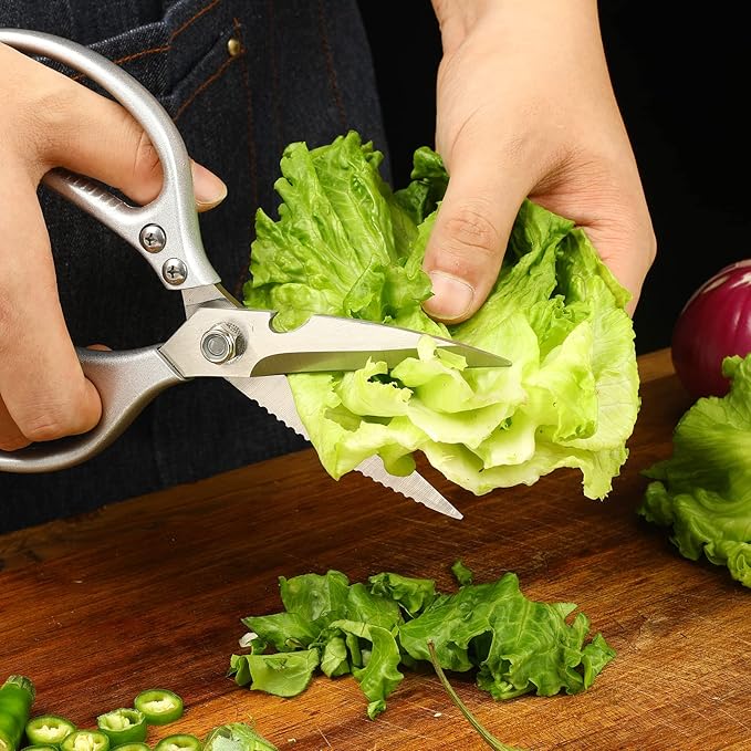 Stainless Steel Kitchen Shears Full-Steel Forged Metal Kitchen Scissors for Food (Kitchen Scissors-B)