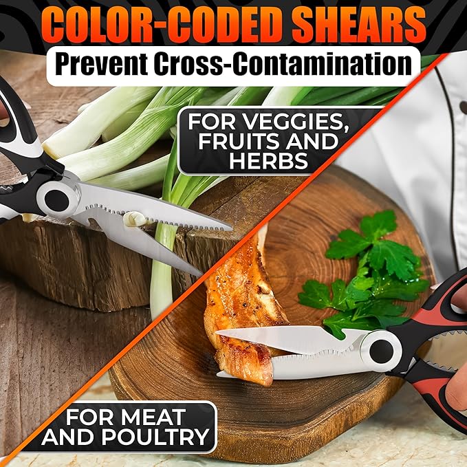 Kitchen Shears for Food Heavy Duty – Kitchen Scissors All Purpose with Cover, 2CR13 Stainless Steel Blades, Rust-Resistant Utility Scissors with Bottle Opener – Cuts Fish, Meat, Nuts & Vegetables