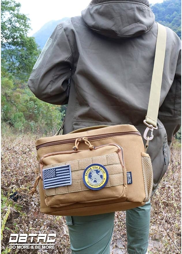 DBTAC Tactical Lunch Bag for Men Women, 12 Cans Insulated Lunch Box for Adult | 9L Leakproof Lunch Cooler Tote for Work Office Outdoor Travel | Soft Easy To Clean Liner x2 (Tan)