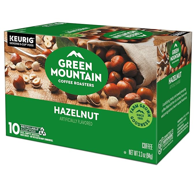 Green Mountain Coffee Roasters Hazelnut, Keurig Single Serve K-Cup Pods, Light Roast Coffee, 60 Count, (6 Packs of 10)
