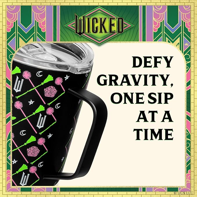 Dragon Glassware x Wicked 12 oz Stainless Steel Camp Mug with Lid - Insulated Camping Mug for Coffee, Tea, Matcha, Hot Beverages - Black