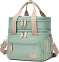 Weitars Insulated Lunch Box for Women Men-Dual Compartment Waterproof Reusable Large Lunch Bag for Women Wide-Open Tote Cooler Bag For Working Picnic Hiking (15L) (Green)