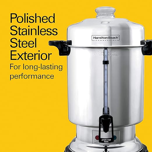 Hamilton Beach Commercial Coffee Urn & Hot Beverage Dispenser, 60 Cup Capacity, Polished Stainless Steel (D50065)