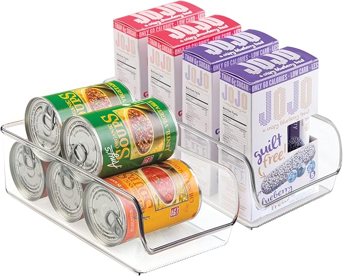 iDesign Linus Plastic Fridge and Freezer Storage Organizer Bin, Clear Container for Food, Drinks, Produce Organization, BPA-Free , 11" x 5.5" x 3.5", Set of 2, Clear