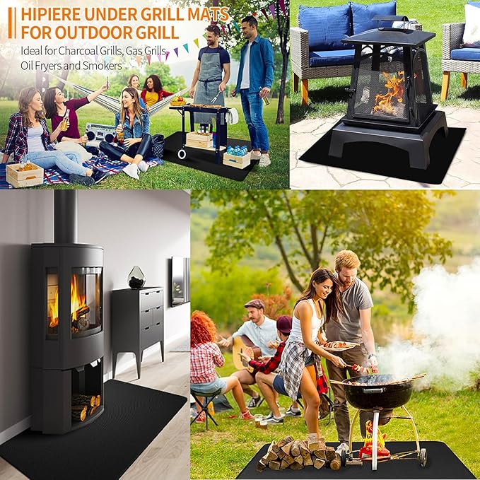 48 x 30 inch Under Grill Mats for Outdoor Grill,Double-Sided Fireproof for Lawn,Gas Grills,Deck,Patio and Smokers,Fire Pit Mat,Fireplace Mat,Waterproof,Oil-Proof and Non-Slip BBQ mat