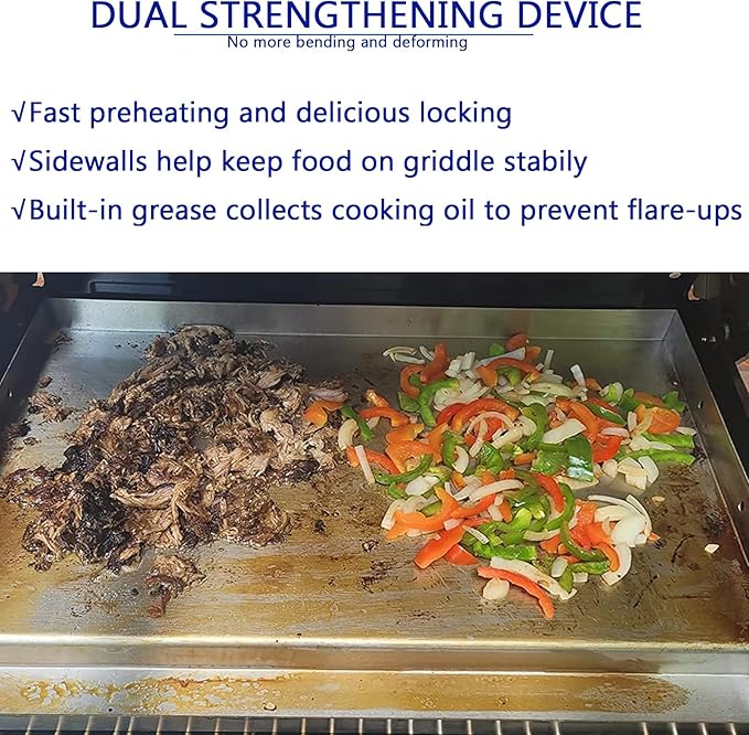 Cooking Griddle Plate for BBQ Grills, 23" x 16" Universal Stainless Steel Pre-Seasoned Nonstick Coating Griddle Pan Flat Top Grill Plate with Extra High Sidewalls for 4 Burner Range Oven
