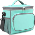 FlowFly Insulated Reusable Lunch Bag Adult Large Lunch Box for Women and Men with Adjustable Shoulder Strap,Front Zipper Pocket and Dual Large Mesh Side Pockets,Jade