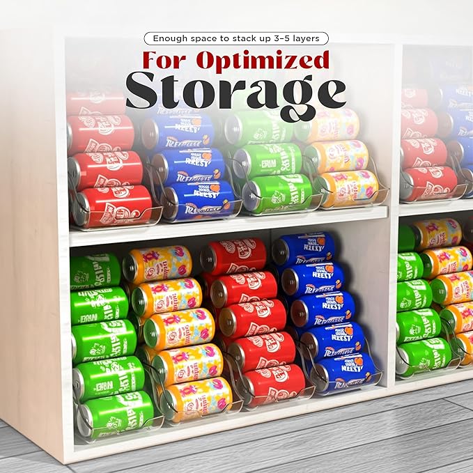 Utopia Kitchen Soda Can Organizer and Dispenser for Refrigerator/Pantry - Durable Can Storage Organizer Fridge & Kitchen Organization - (Clear, Set of 6)