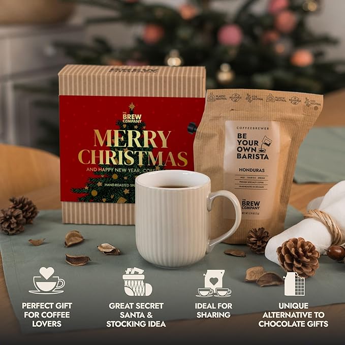 Christmas Coffee Gifts for Men & Women - 7 of the World's Finest Single Estate Specialty Coffees in Sampler Box for Coffee Lovers | Perfect Secret Santa Gift Set Idea with Unique Coffeebrewer