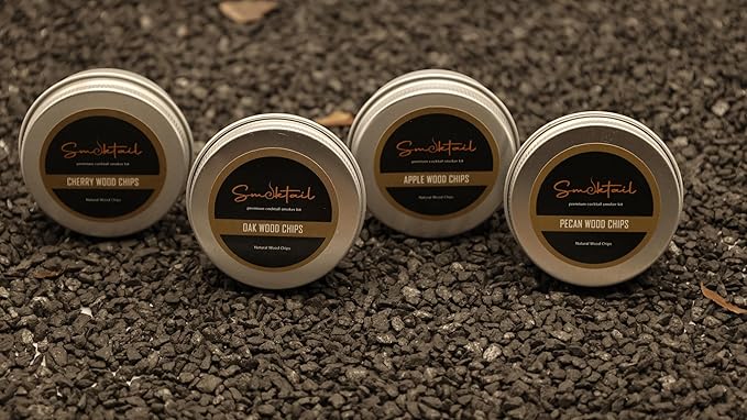 Cocktail Smoker Wood Chips 4 Variety Pack | Wood Chips Refill for Cocktail Smokers - Work with All Old Fashioned Smokers Chips 4 Natural Flavors Walnut, Pear, Hickory, Misquite (each 1 oz (16gr))