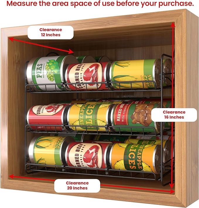Utopia Kitchen Storage Rack Organizer 16.5 x 12.5 x 13.5 Inch, Stackable, Holds Upto 36 Cans for Kitchen Cabinet or Pantry (Black)