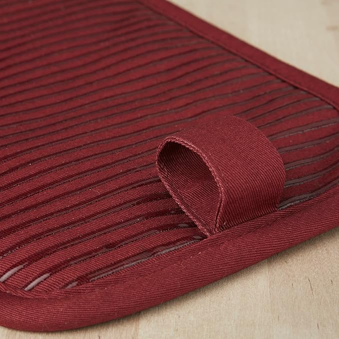 KitchenAid Beacon Two-Tone Non-Slip Pot Holder Set, Passion Red/Bordeaux, 7"x10", 2 Piece