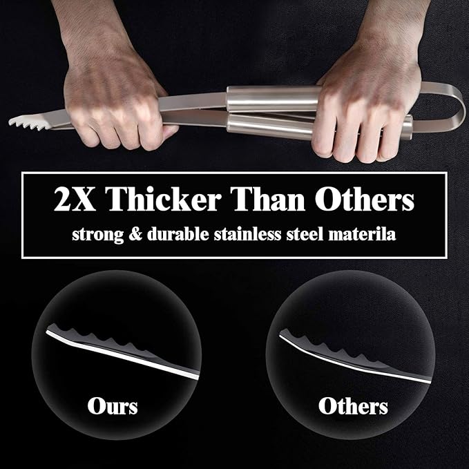 ROMANTICIST 27pcs Heavy Duty Grilling Gifts for Men Dad Christmas, Extra Thick BBQ Accessories Tools Set, Stainless Steel Grill Utensils Kit with Meat Claws, Carrying Bag for Outdoor Camping Silver