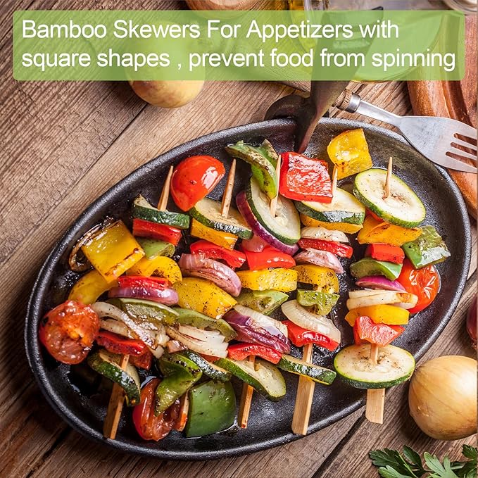 1200 PCS Bamboo Skewers for Appetizers 6.0 Inch Paddle Wooden Kabob Skewers Bamboo Cocktail Toothpicks Skewer Sticks for Appetizers Drinks Fruit Kababs Charcuterie Party