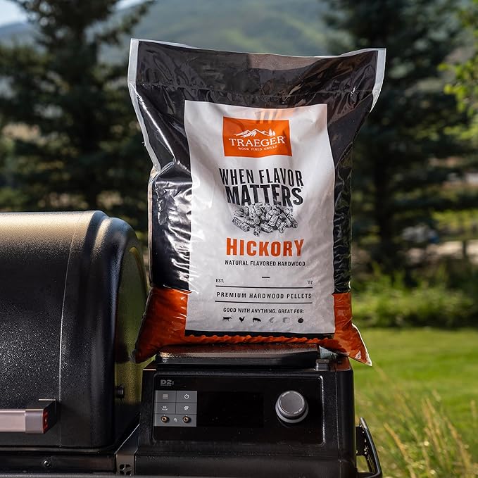 Traeger Grills Hickory 100% All-Natural Wood Pellets for Smokers and Pellet Grills, BBQ, Bake, Roast, 18 lb. Bag (Pack of 3)