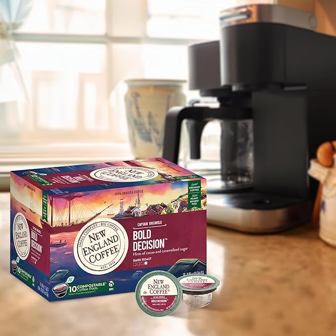 New England Coffee Bold Decision Dark Roast Single Serve Pods, 10ct Box (Pack of 1)