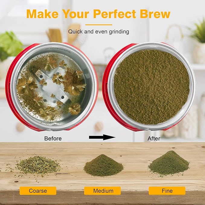 Herb Grinder Electric, Turimon Large Herbal/Coffee Grinders/Mill/Crusher for Spice and Herbs With Cleaning Brush - Black